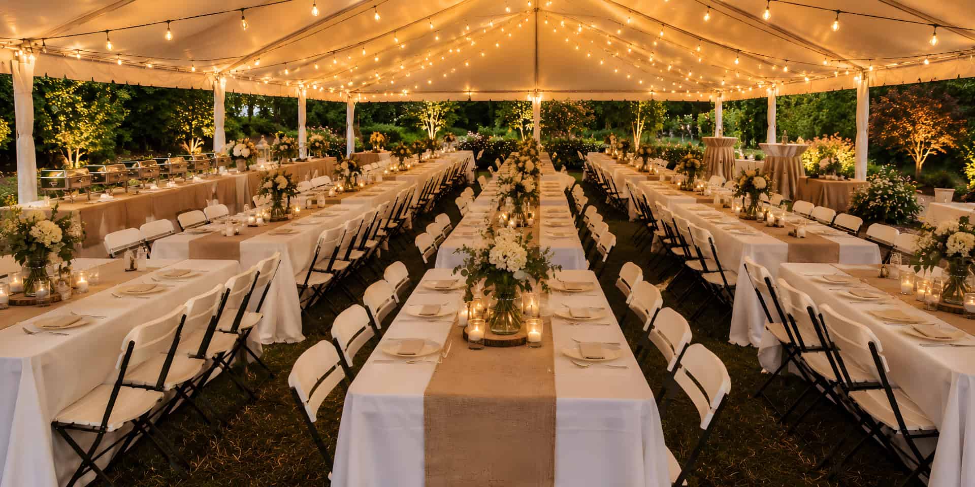 Table and Chairs under a tent